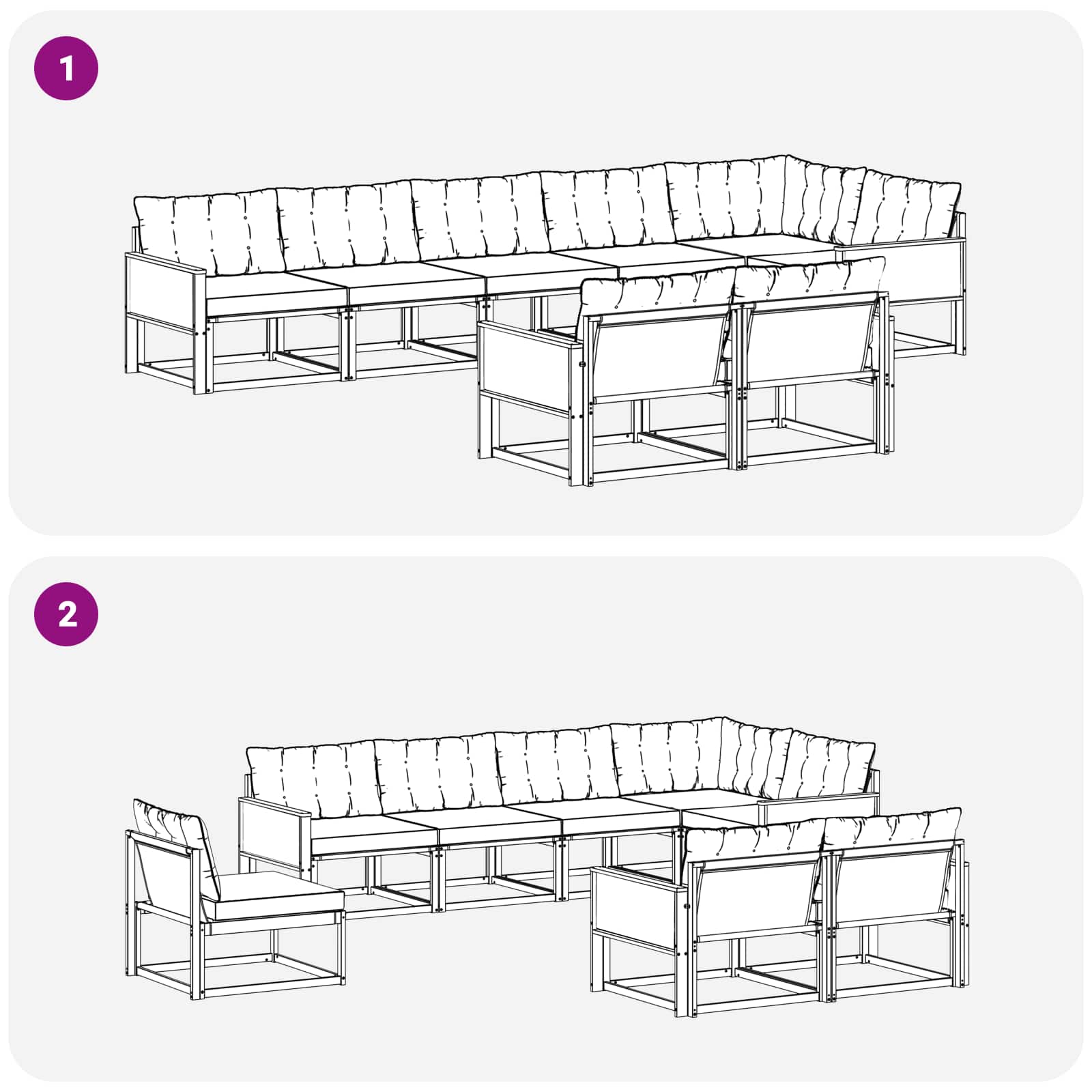 Outdoor-Sofagarnitur mit Kissen 8 pcs Natur und Beige