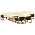 Outdoor-Sofagarnitur mit Kissen 9 pcs Natur und Creme