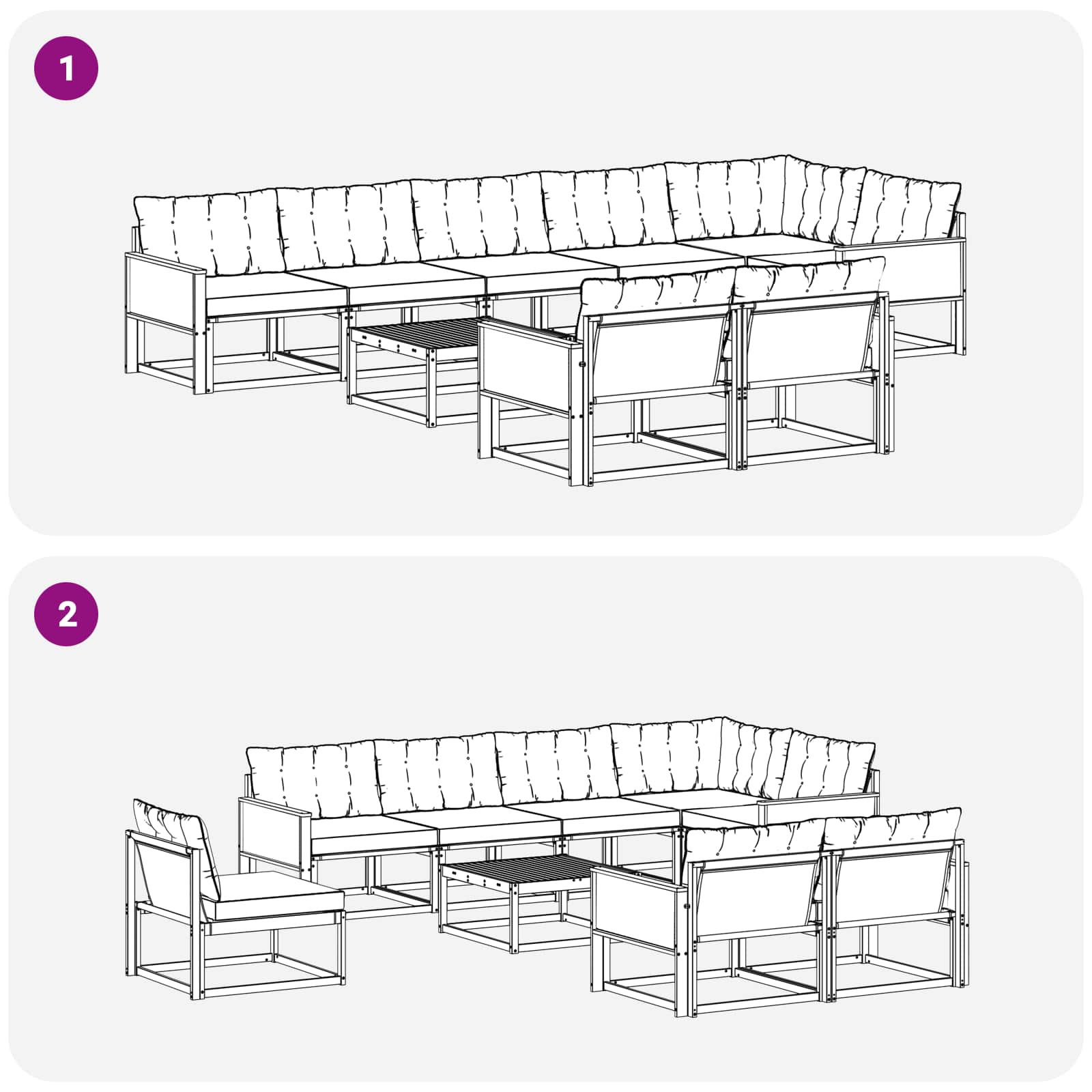 Outdoor-Sofagarnitur mit Kissen 9 pcs Natur und Creme