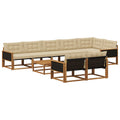 Outdoor-Sofagarnitur mit Kissen 9 pcs Natur und Beige