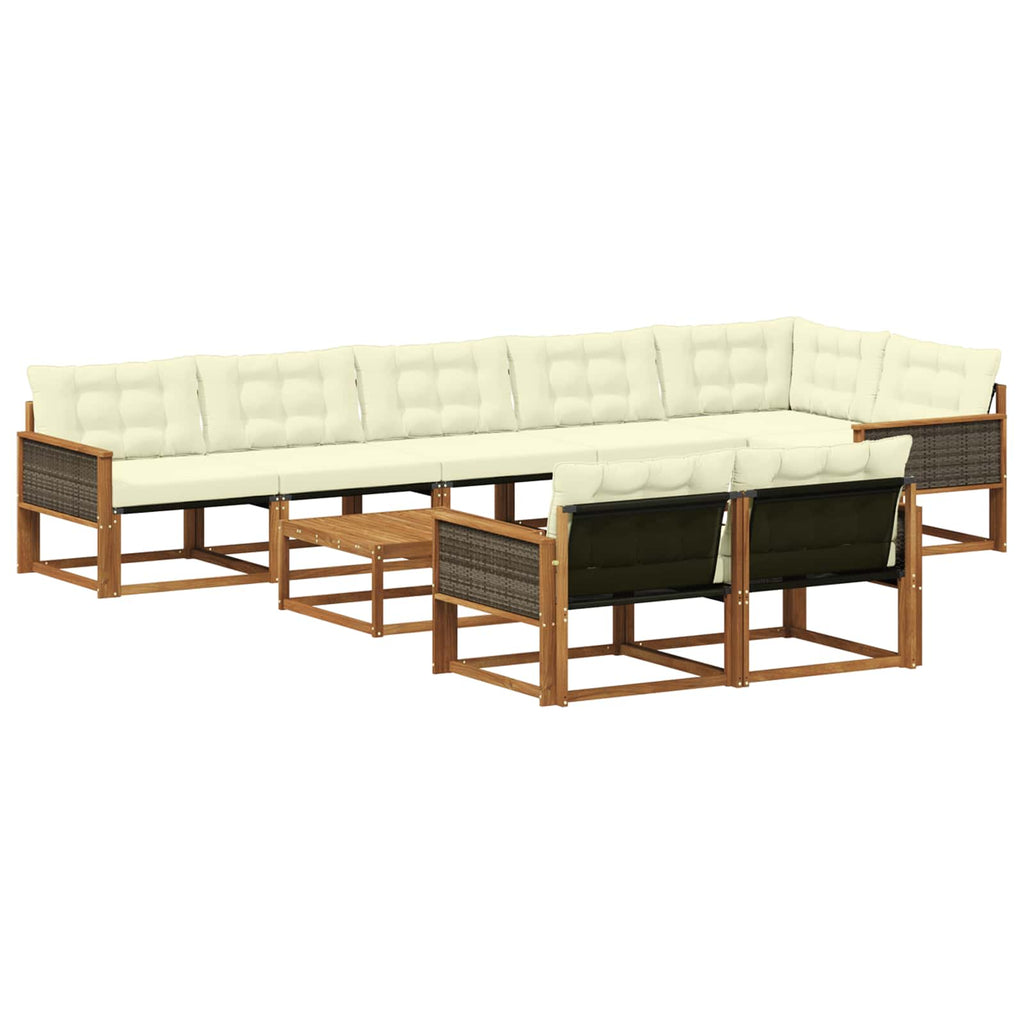 Outdoor-Sofagarnitur mit Kissen 9 pcs Natur und Creme