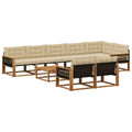 Outdoor-Sofagarnitur mit Kissen 9 pcs Natur und Beige