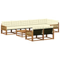 Outdoor-Sofagarnitur mit Kissen 9 pcs Natur und Creme