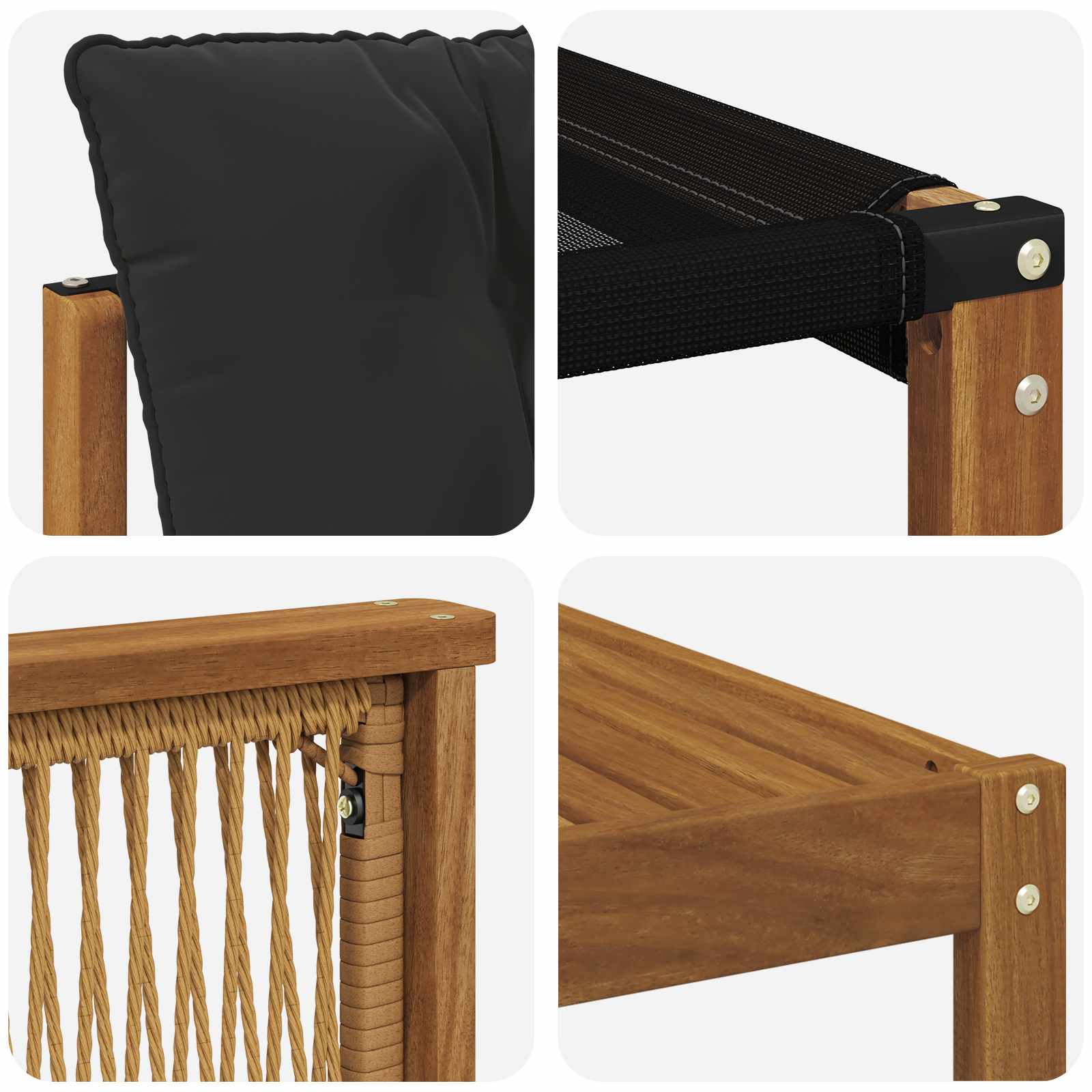 Outdoor-Sofagarnitur mit Kissen 9 pcs Natürlich und Schwarz