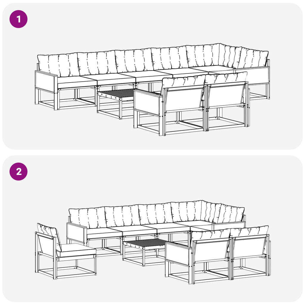 Outdoor-Sofagarnitur mit Kissen 9 pcs Natürlich und Schwarz