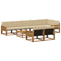 Outdoor-Sofagarnitur mit Kissen 9 pcs Natur und Beige