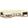 Outdoor-Sofagarnitur mit Kissen 6 pcs Natur und Creme