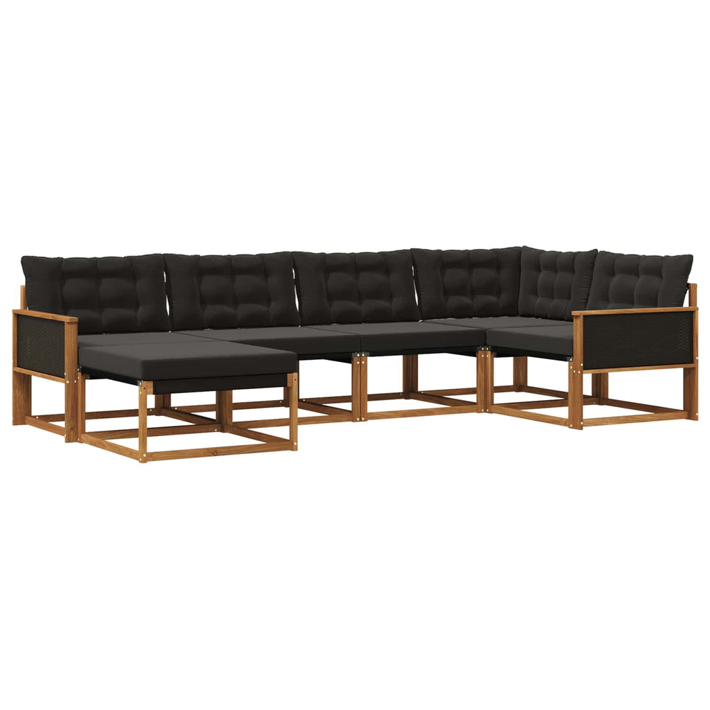 Outdoor-Sofagarnitur mit Kissen 6 pcs Natürlich und Schwarz