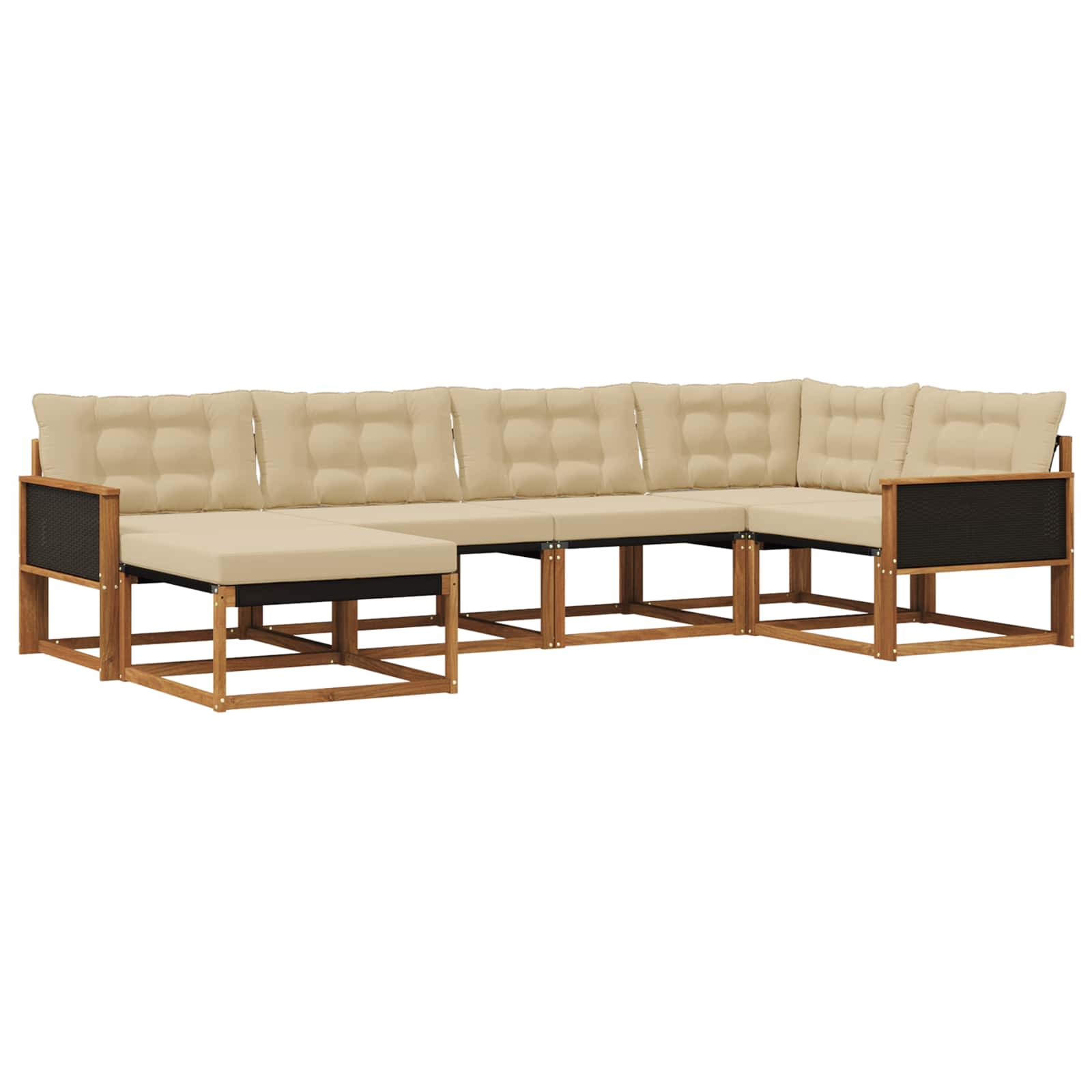 Outdoor-Sofagarnitur mit Kissen 6 pcs Natur und Beige