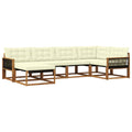 Outdoor-Sofagarnitur mit Kissen 6 pcs Natur und Creme