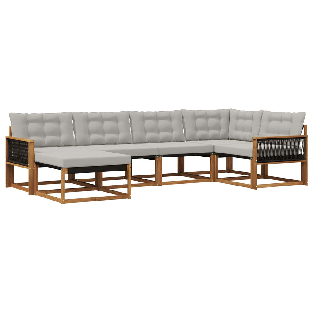 Outdoor-Sofagarnitur mit Kissen 6 pcs Natürlich und Hellgrau