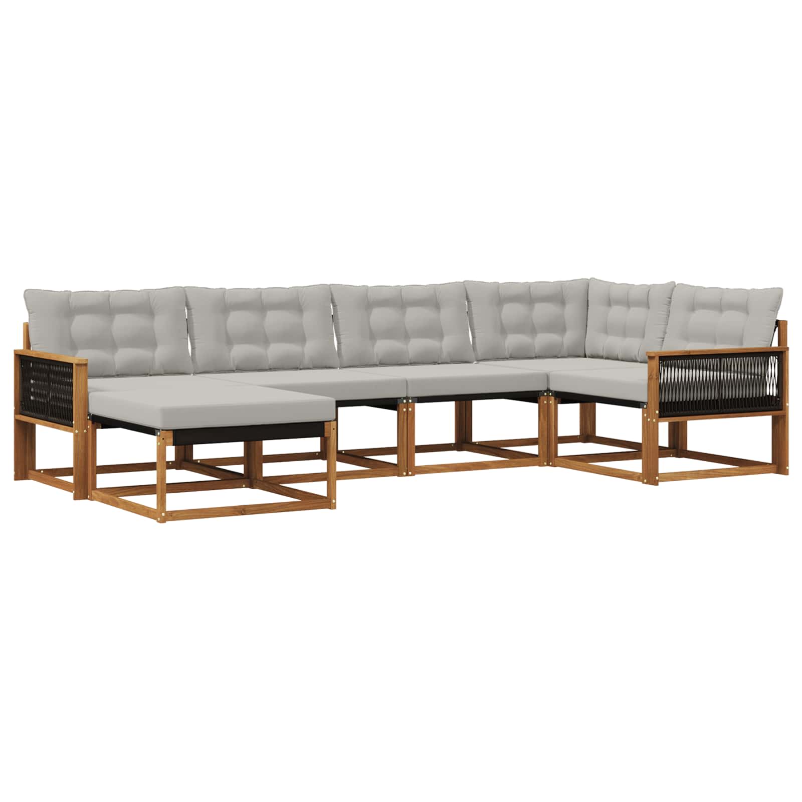 Outdoor-Sofagarnitur mit Kissen 6 pcs Natürlich und Hellgrau