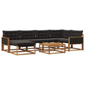 Outdoor-Sofagarnitur mit Kissen 7 pcs Natürlich und Schwarz