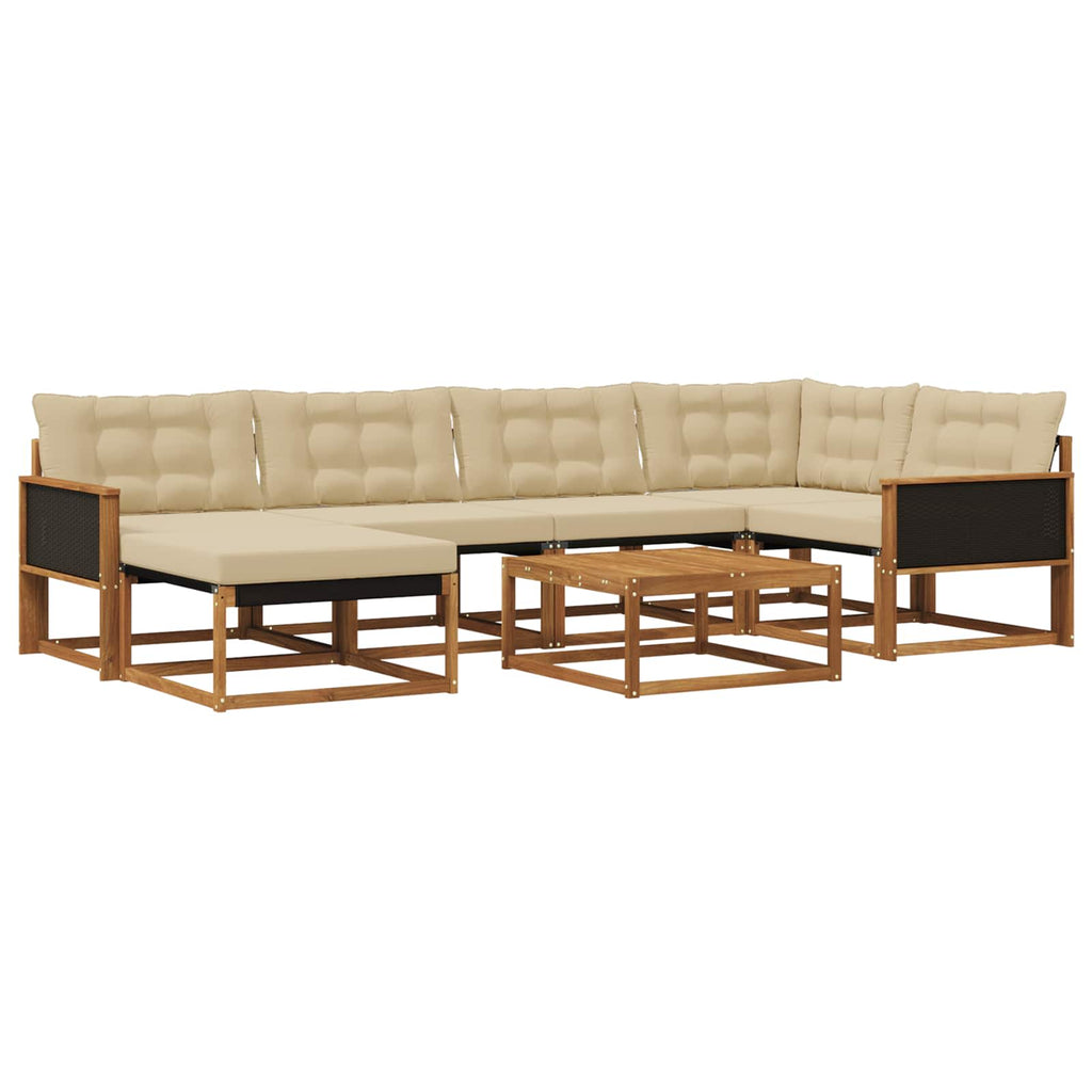 Outdoor-Sofagarnitur 7 pcs Natur und Beige Massivholz Akazie
