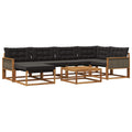 Outdoor-Sofagarnitur mit Kissen 7 pcs Natürlich und Schwarz