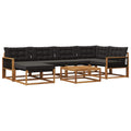 Outdoor-Sofagarnitur mit Kissen 7 pcs Natürlich und Schwarz