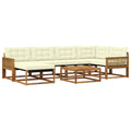 Outdoor-Sofagarnitur 7 pcs Natur und Creme Massivholz Akazie