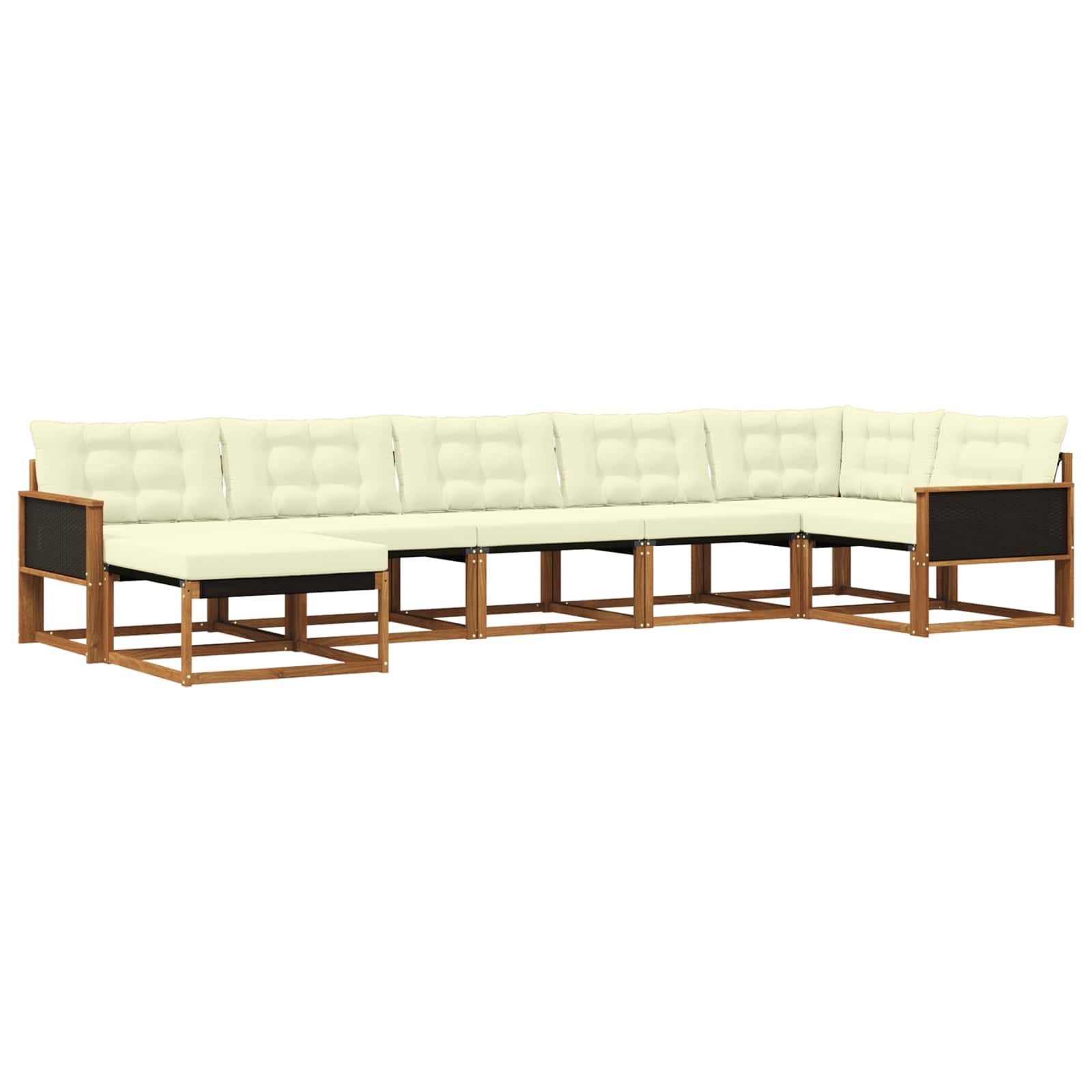 Outdoor-Sofagarnitur mit Kissen 7 pcs Natur und Creme