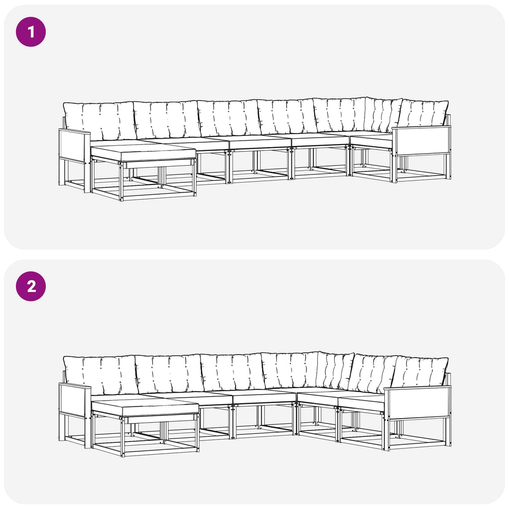 Outdoor-Sofagarnitur mit Kissen 7 pcs Natürlich und Hellgrau
