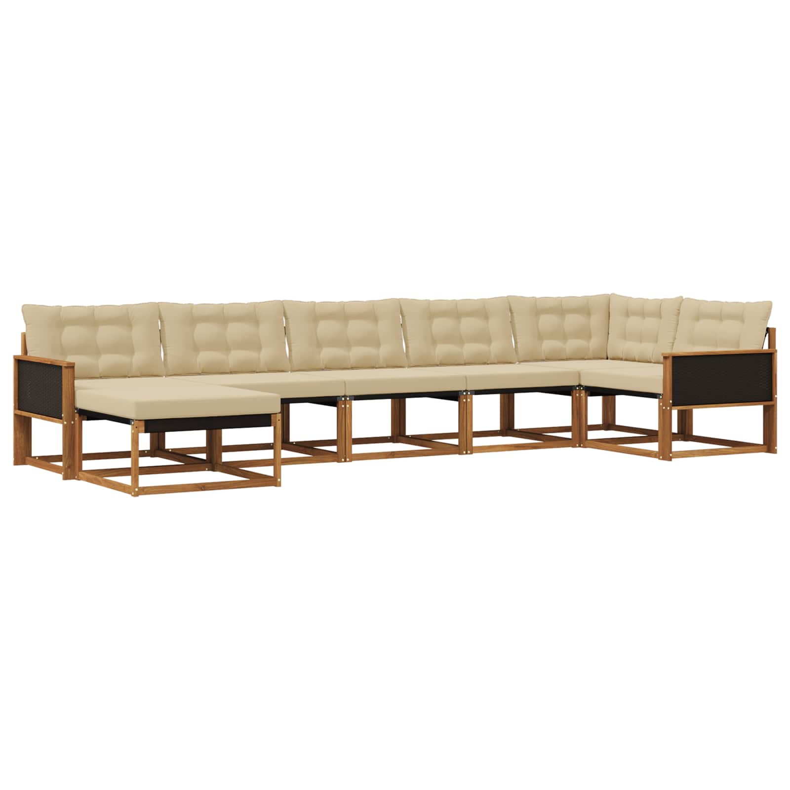 Outdoor-Sofagarnitur mit Kissen 7 pcs Natur und Beige