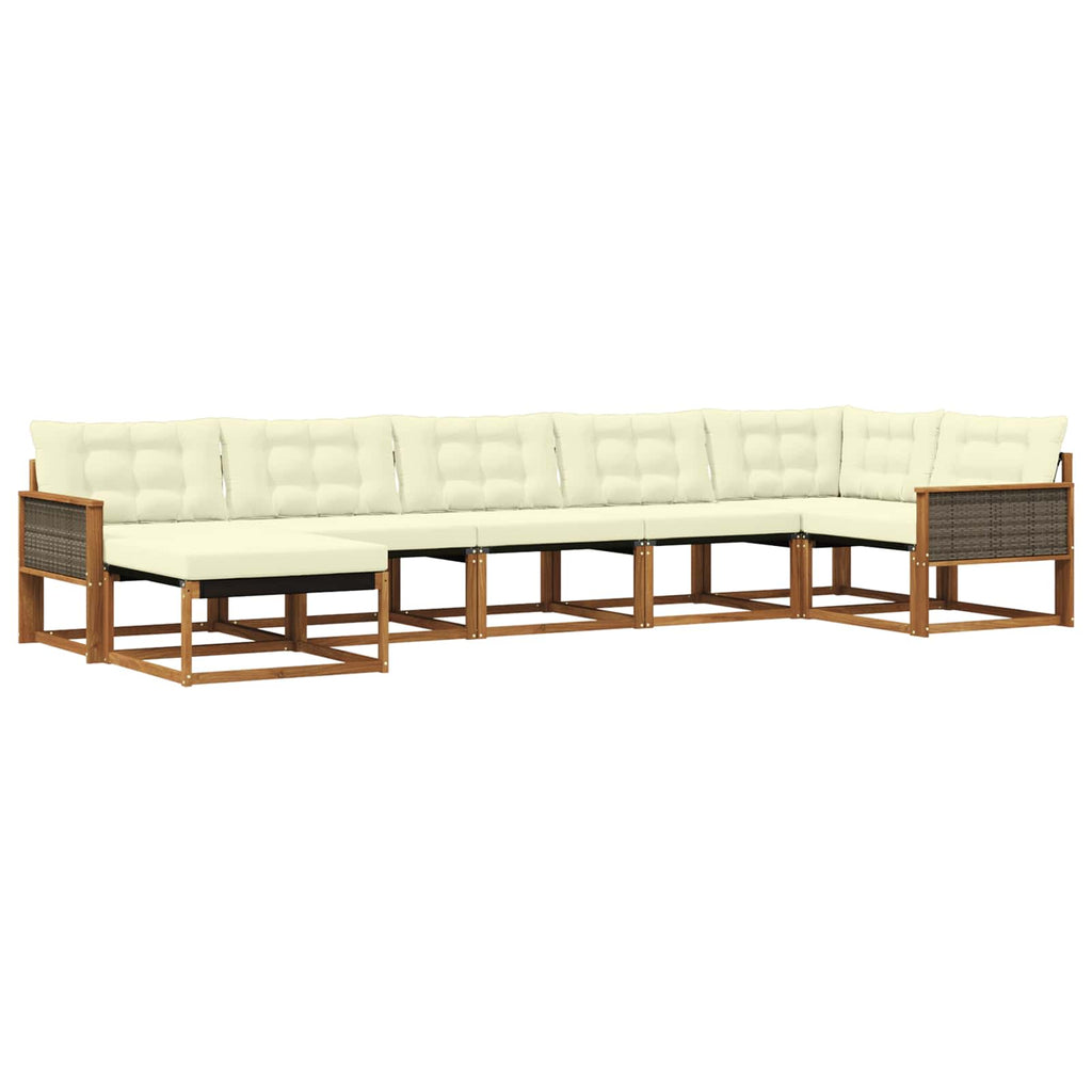 Outdoor-Sofagarnitur mit Kissen 7 pcs Natur und Creme