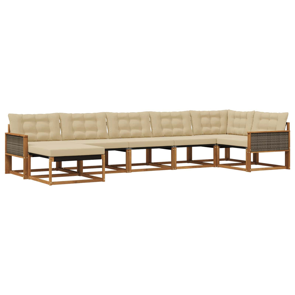 Outdoor-Sofagarnitur mit Kissen 7 pcs Natur und Beige