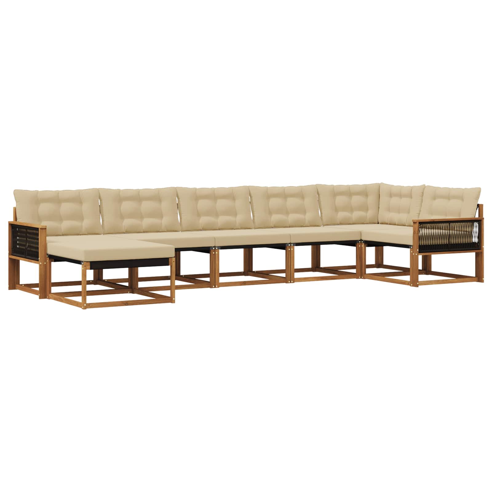 Outdoor-Sofagarnitur mit Kissen 7 pcs Natur und Beige
