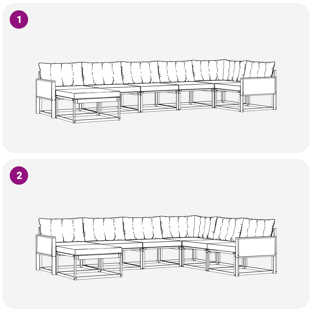 Outdoor-Sofagarnitur mit Kissen 7 pcs Natürlich und Hellgrau