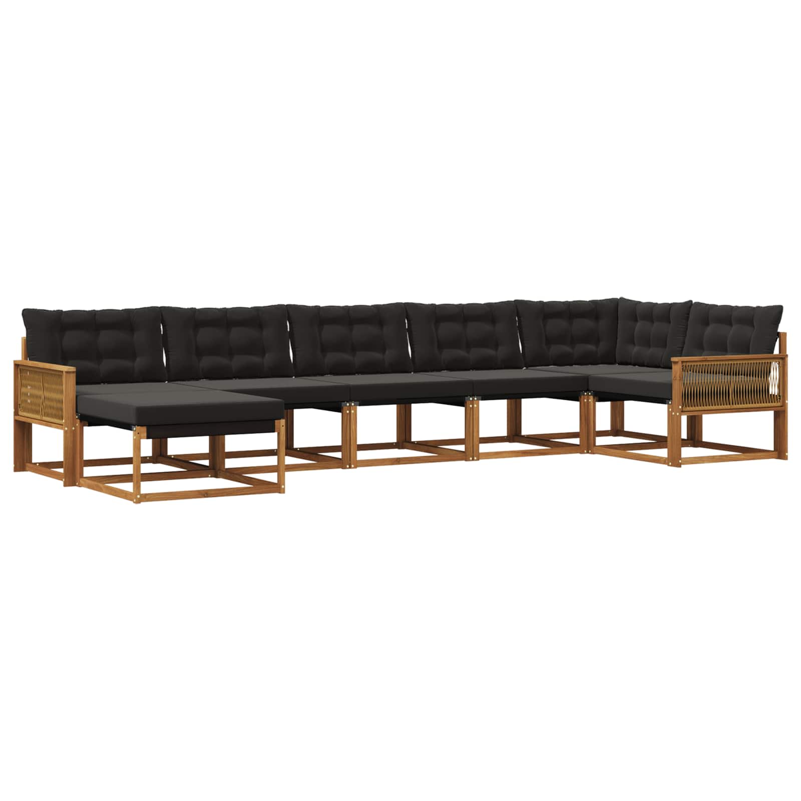 Outdoor-Sofagarnitur mit Kissen 7 pcs Natürlich und Schwarz