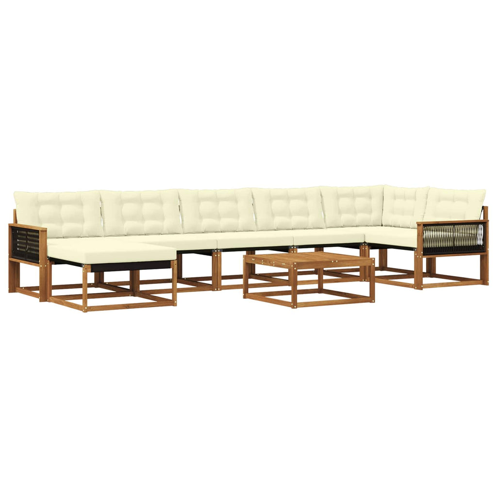 Outdoor-Sofagarnitur 8 pcs Natur und Creme Massivholz Akazie