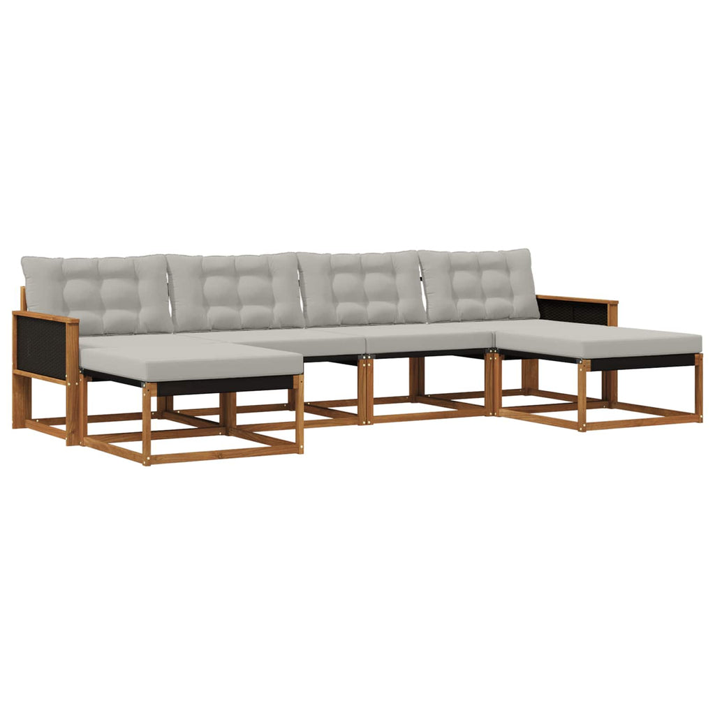 Outdoor-Sofagarnitur mit Kissen 6 pcs Natürlich und Hellgrau