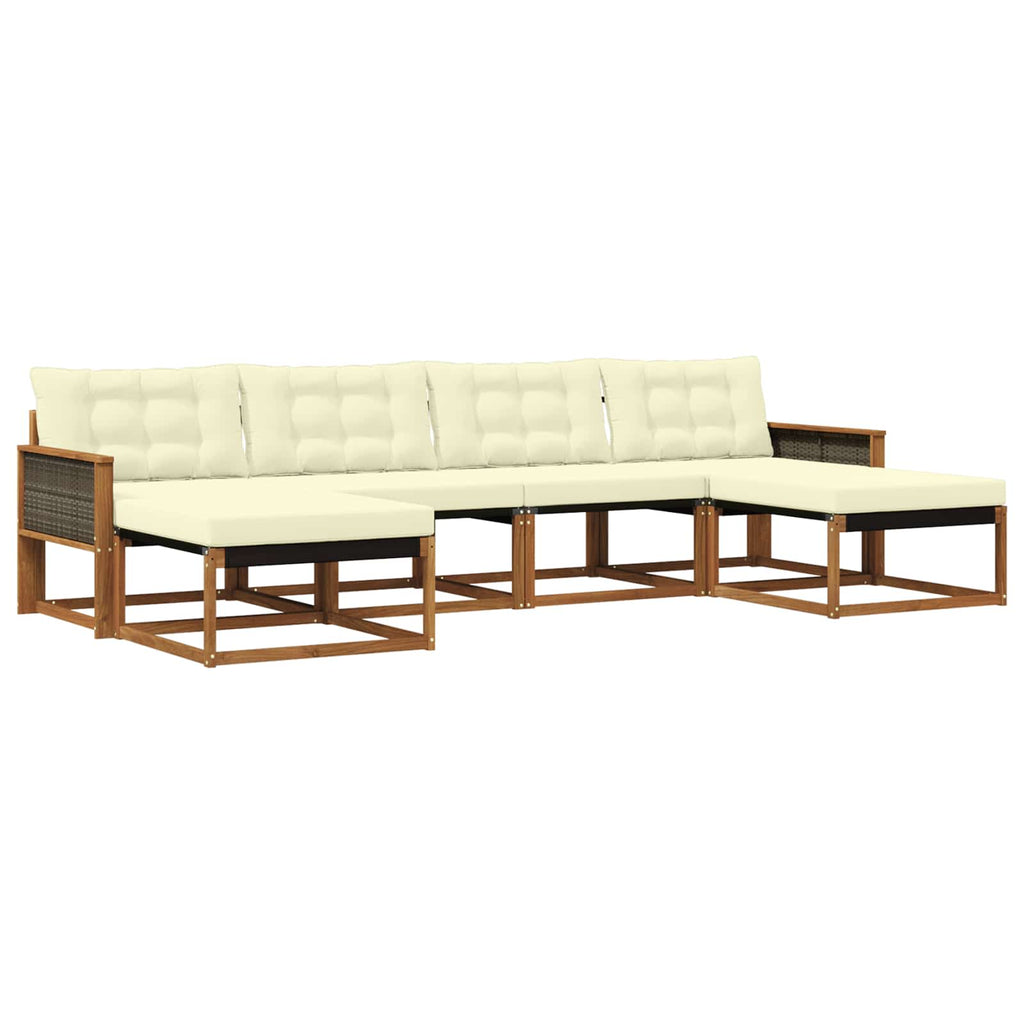 Outdoor-Sofagarnitur mit Kissen 6 pcs Natur und Creme