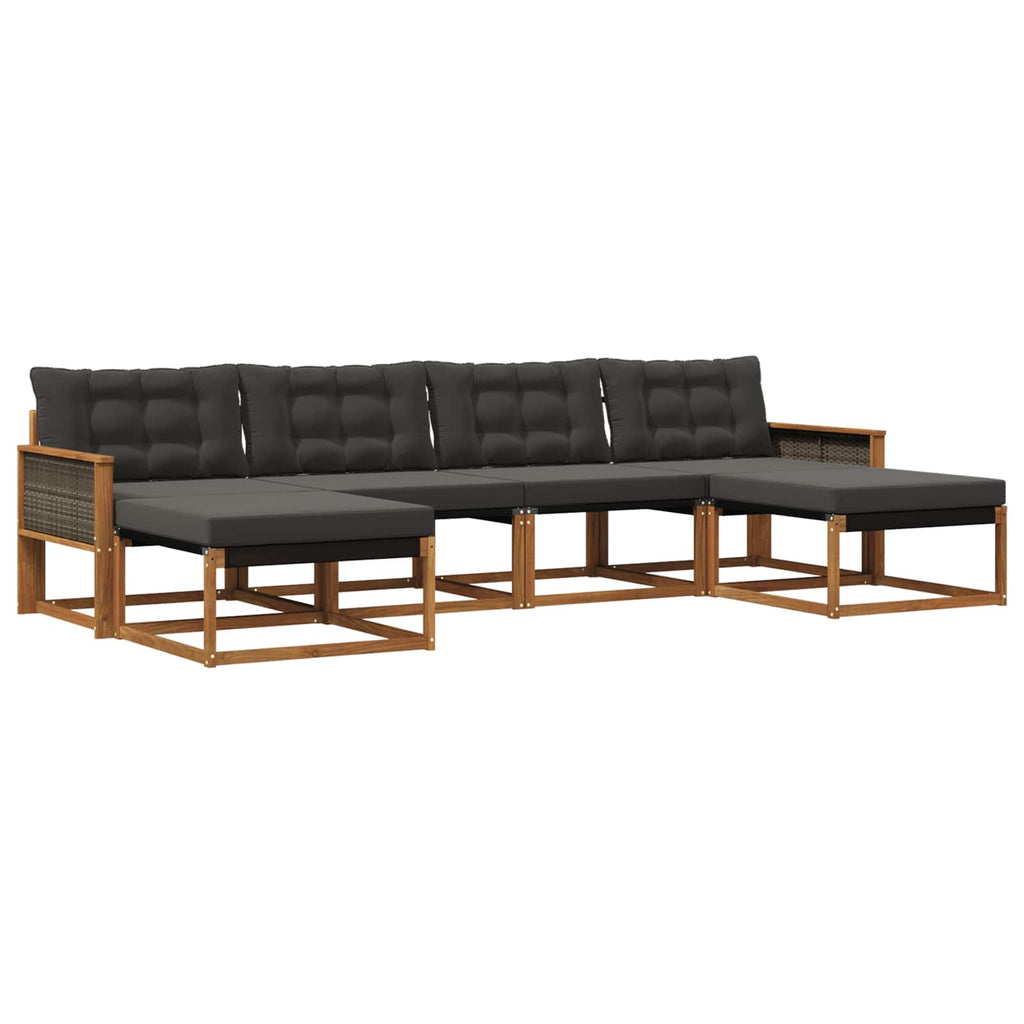 Outdoor-Sofagarnitur mit Kissen 6 pcs Natürlich und Schwarz