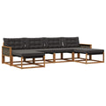 Outdoor-Sofagarnitur mit Kissen 6 pcs Natürlich und Schwarz