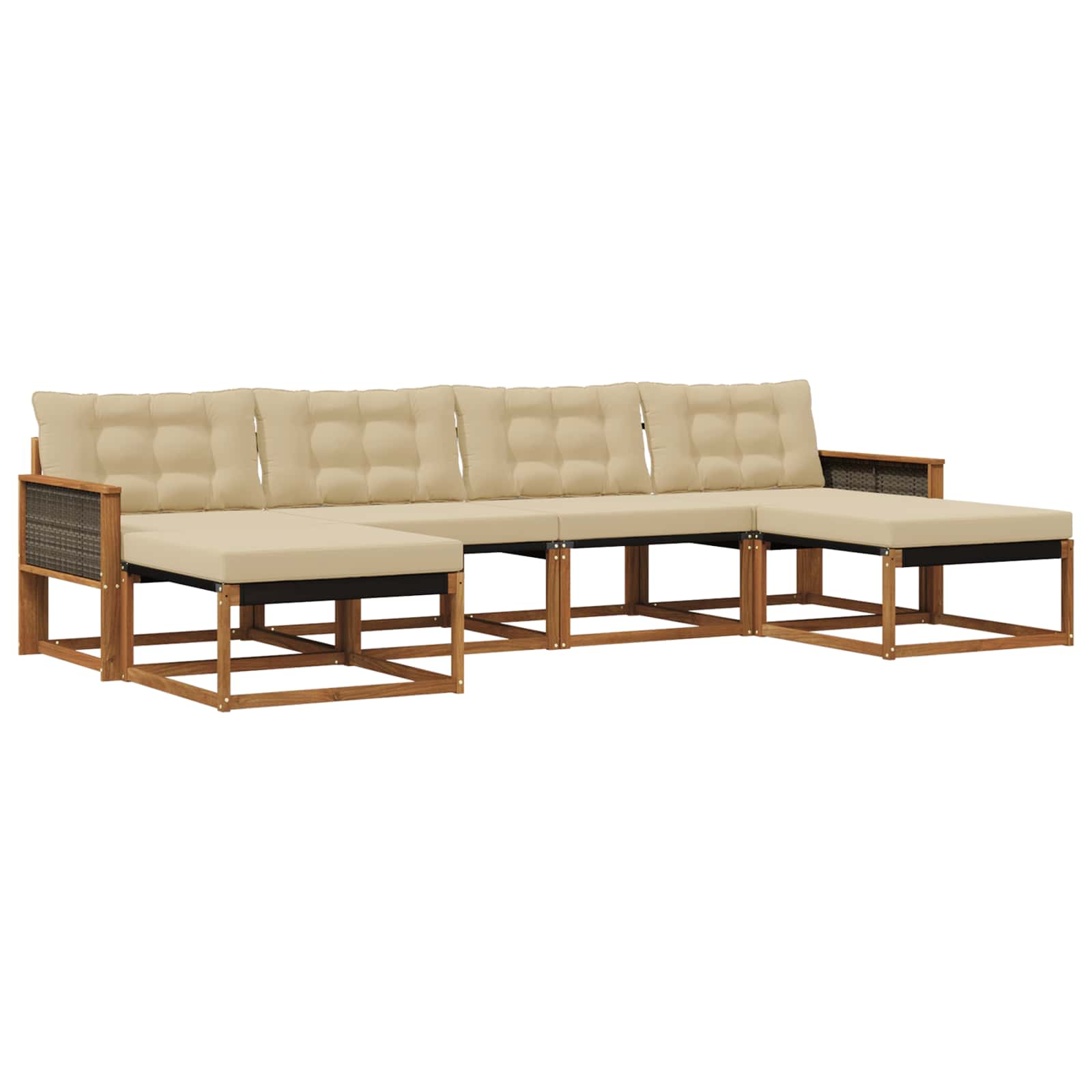 Outdoor-Sofagarnitur mit Kissen 6 pcs Natur und Beige