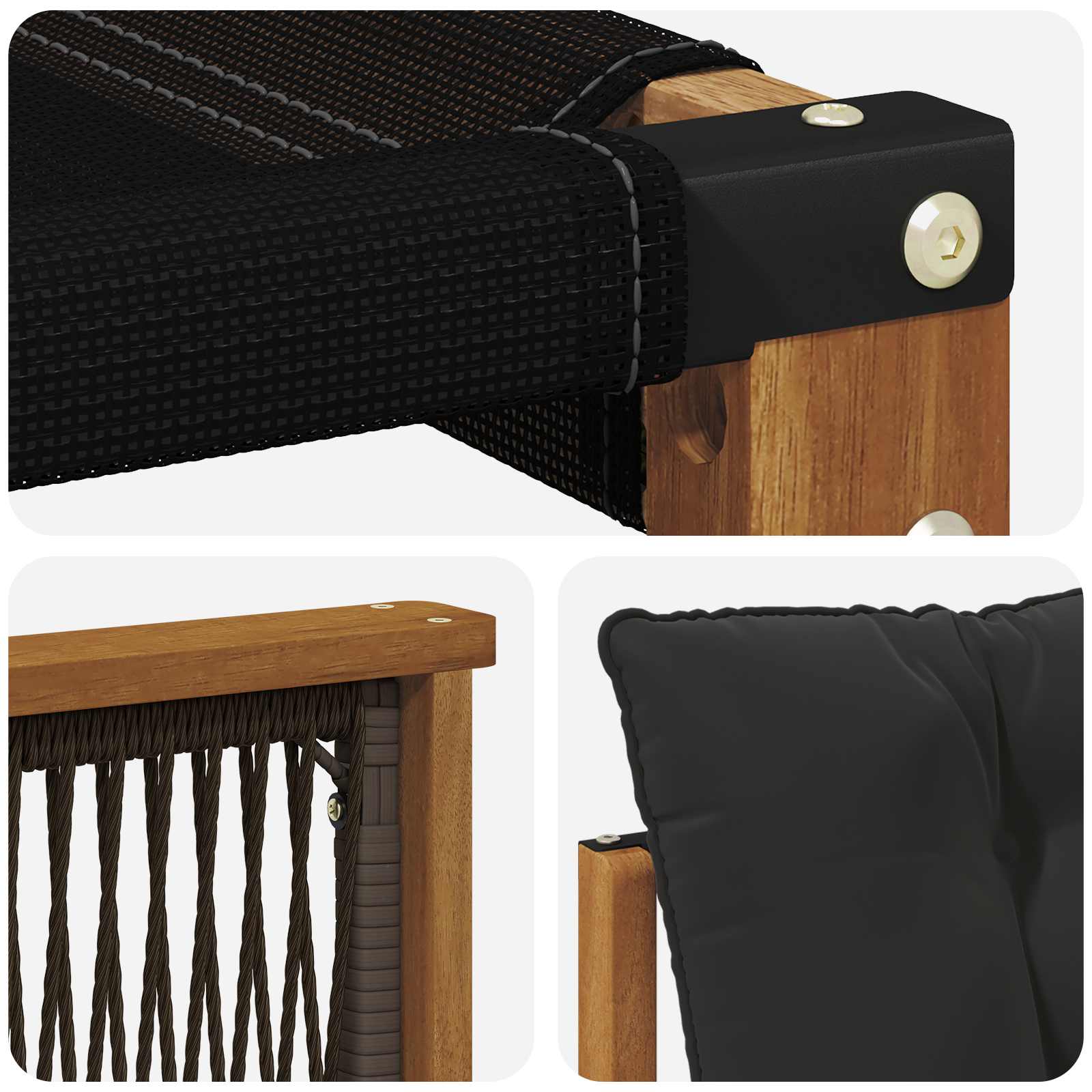 Outdoor-Sofagarnitur mit Kissen 6 pcs Natürlich und Schwarz