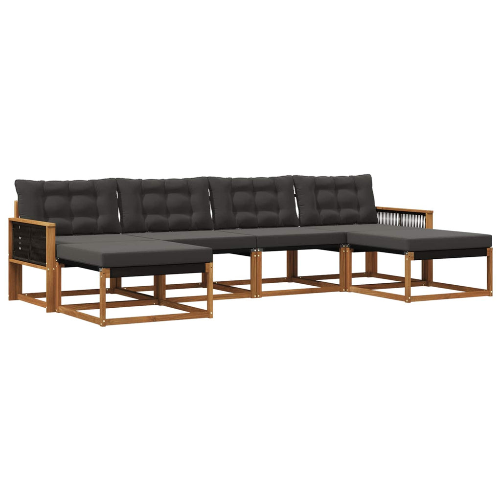 Outdoor-Sofagarnitur mit Kissen 6 pcs Natürlich und Schwarz