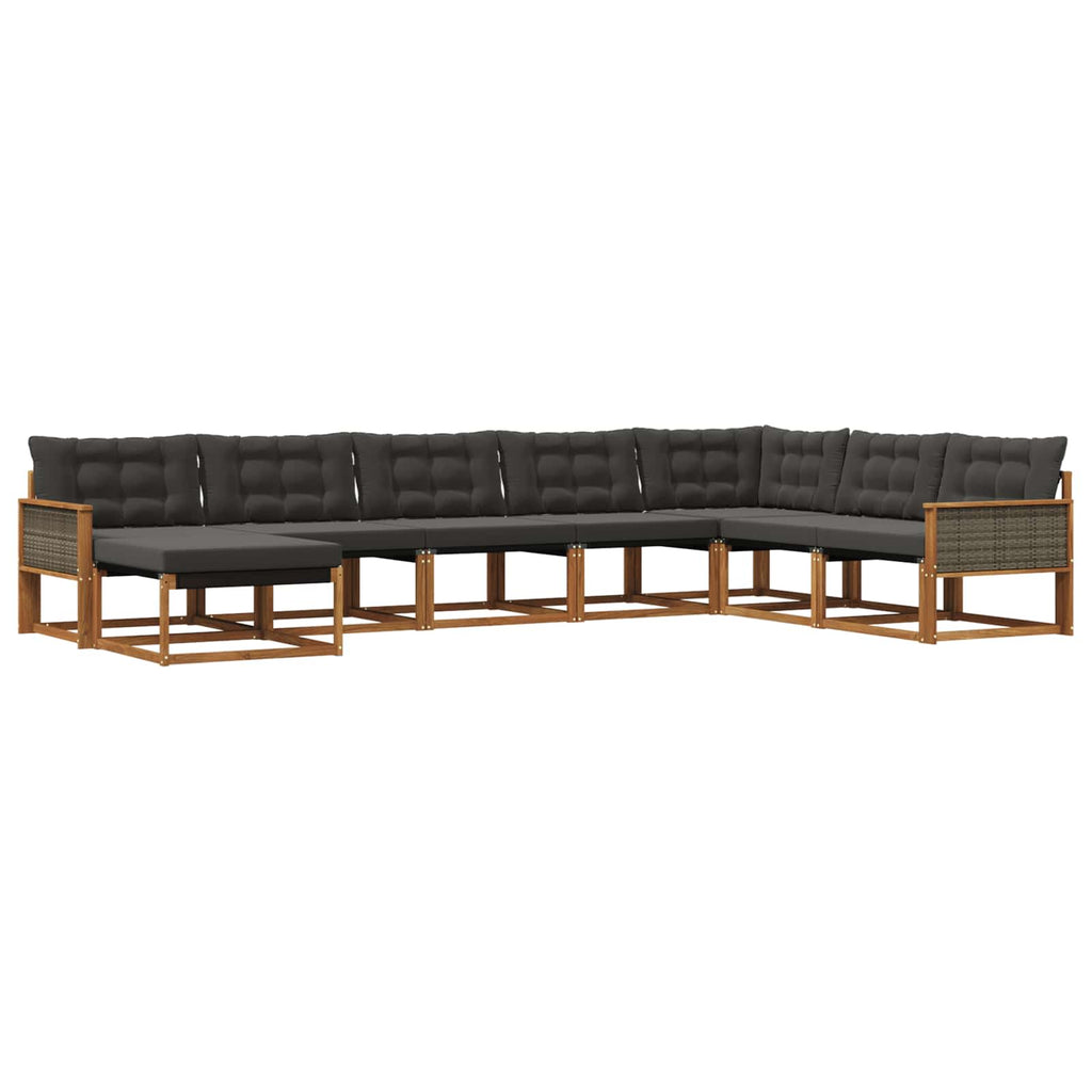 Outdoor-Sofagarnitur mit Kissen 8 pcs Natürlich und Schwarz