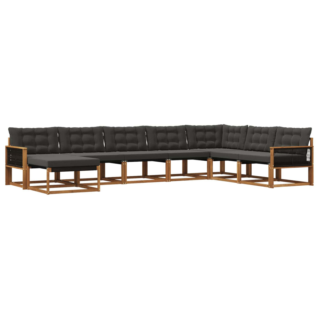 Outdoor-Sofagarnitur mit Kissen 8 pcs Natürlich und Schwarz