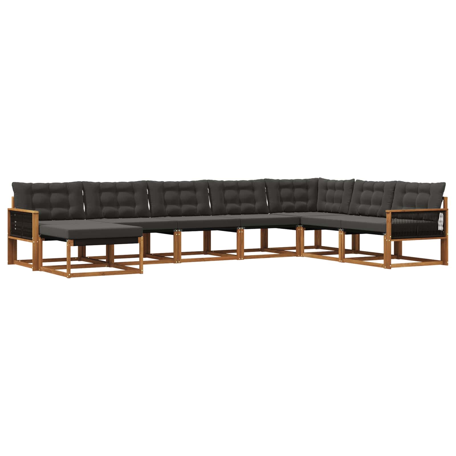 Outdoor-Sofagarnitur mit Kissen 8 pcs Natürlich und Schwarz