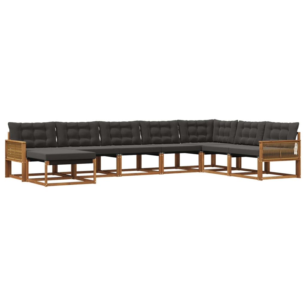 Outdoor-Sofagarnitur mit Kissen 8 pcs Natürlich und Schwarz