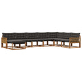Outdoor-Sofagarnitur mit Kissen 8 pcs Natürlich und Schwarz