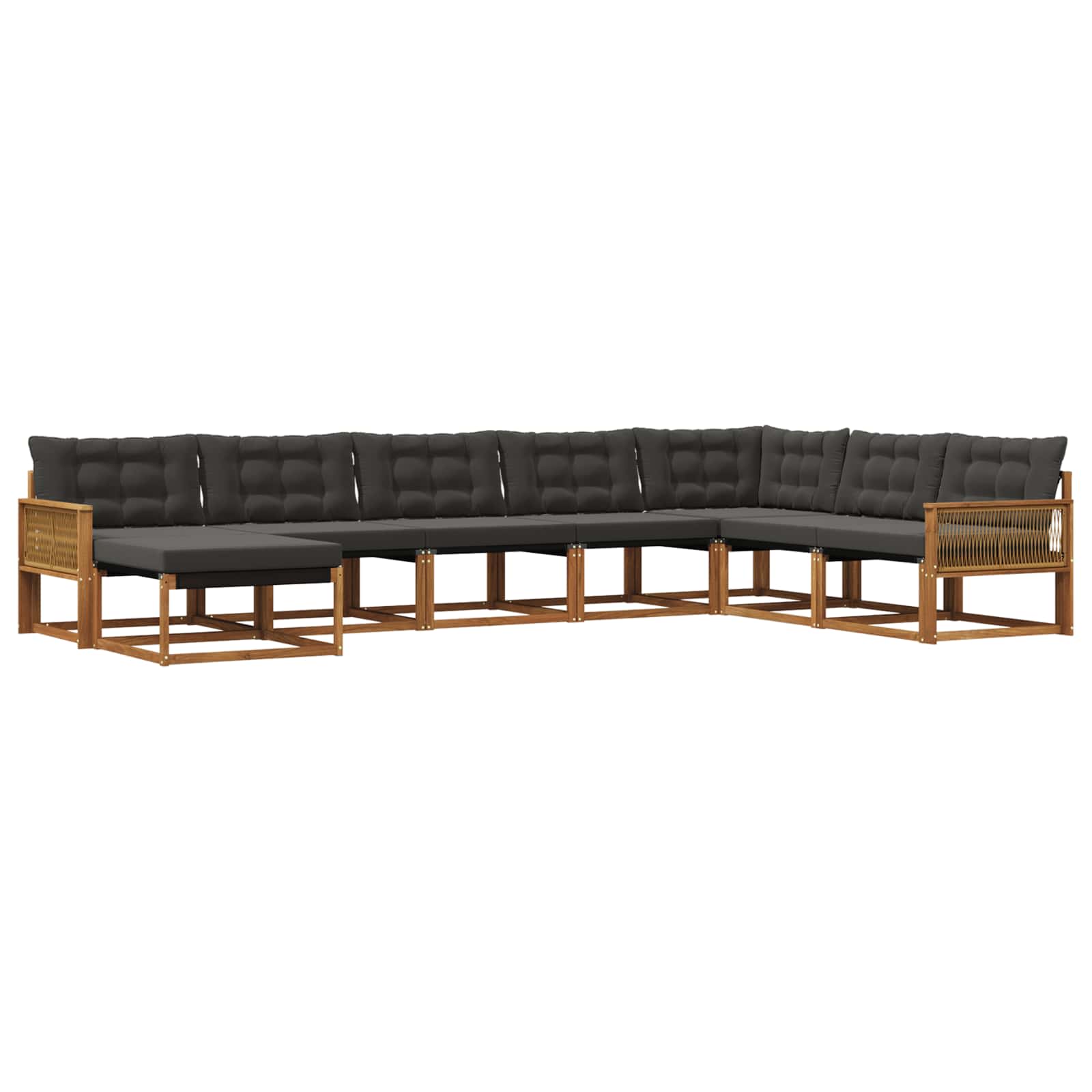 Outdoor-Sofagarnitur mit Kissen 8 pcs Natürlich und Schwarz