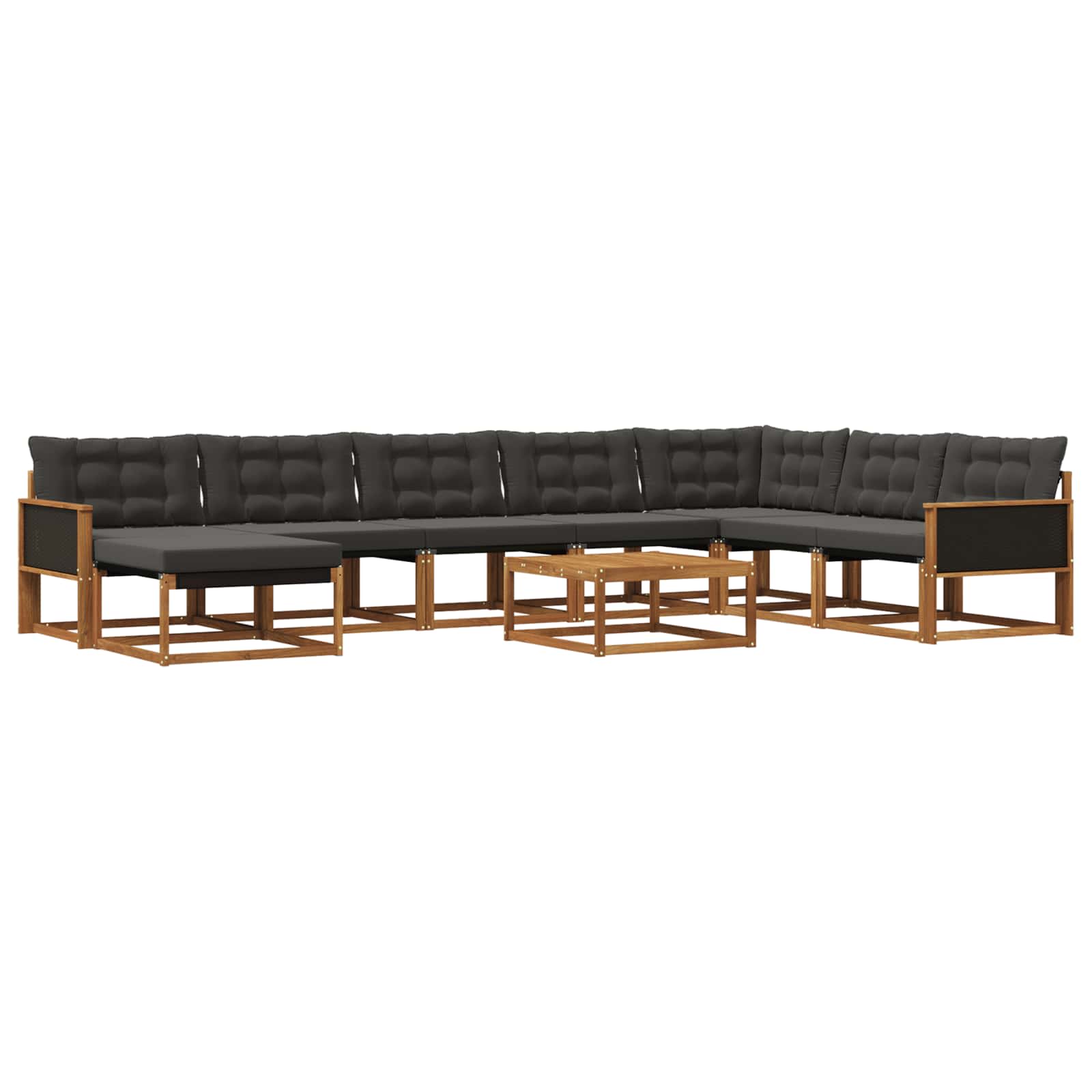 Outdoor-Sofagarnitur mit Kissen 9 pcs Natürlich und Schwarz
