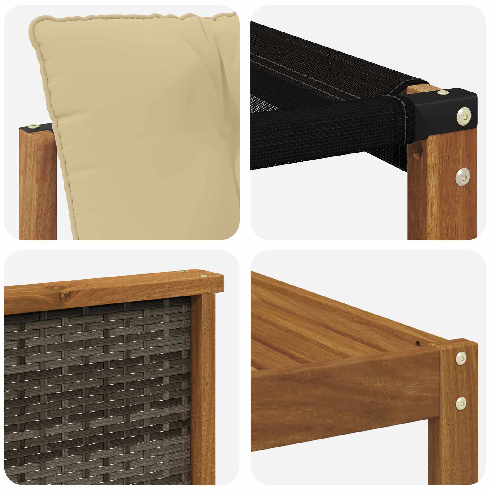 Outdoor-Sofagarnitur 9 pcs Natur und Creme Massivholz Akazie