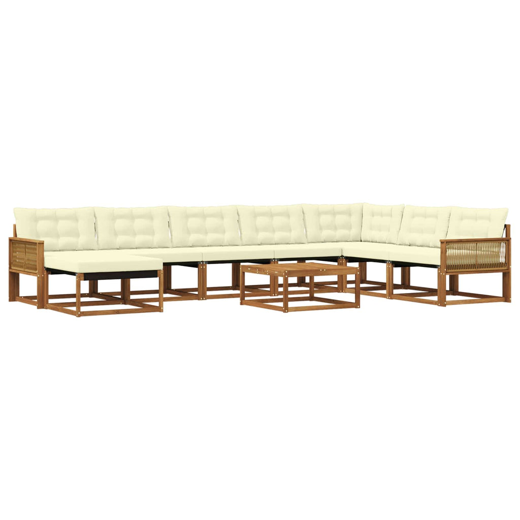 Outdoor-Sofagarnitur 9 pcs Natur und Creme Massivholz Akazie