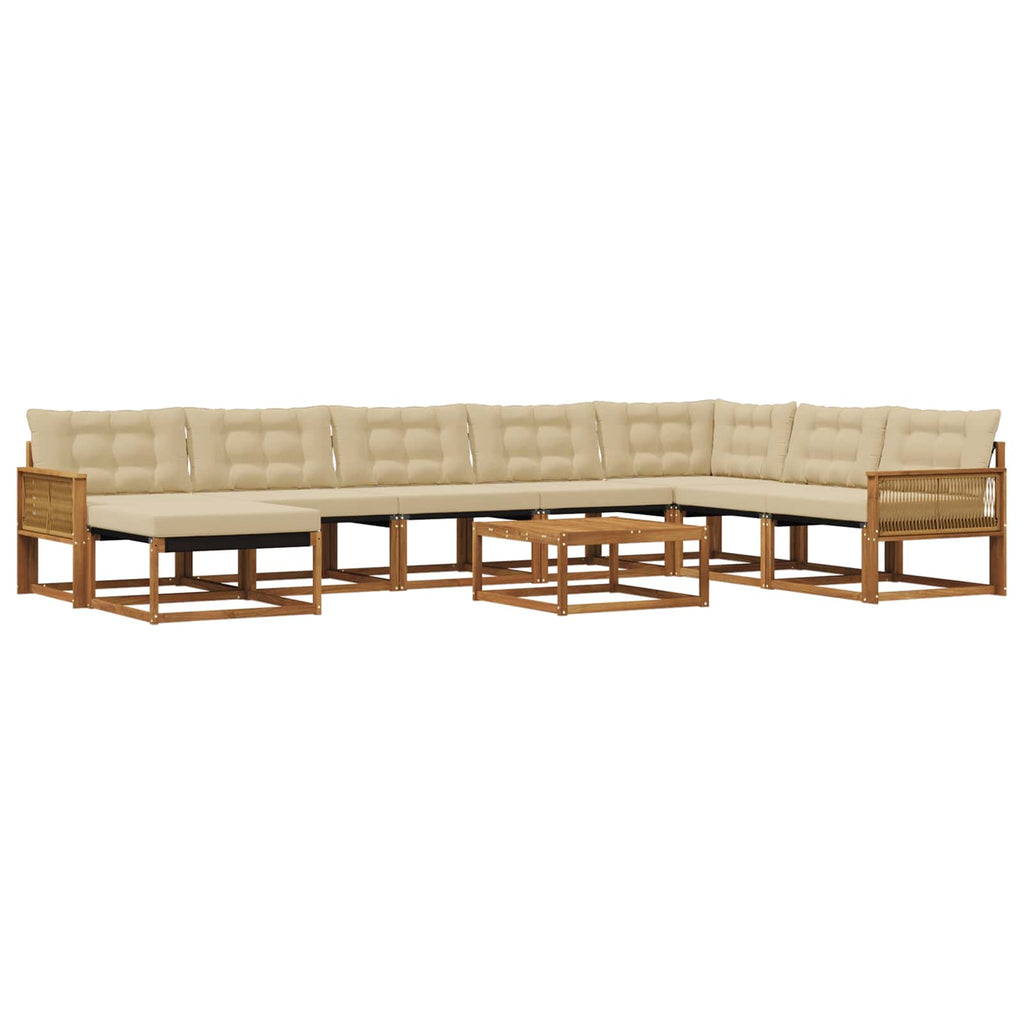 Outdoor-Sofagarnitur 9 pcs Natur und Beige Massivholz Akazie