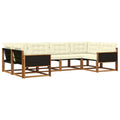 Outdoor-Sofagarnitur mit Kissen 6 pcs Natur und Creme