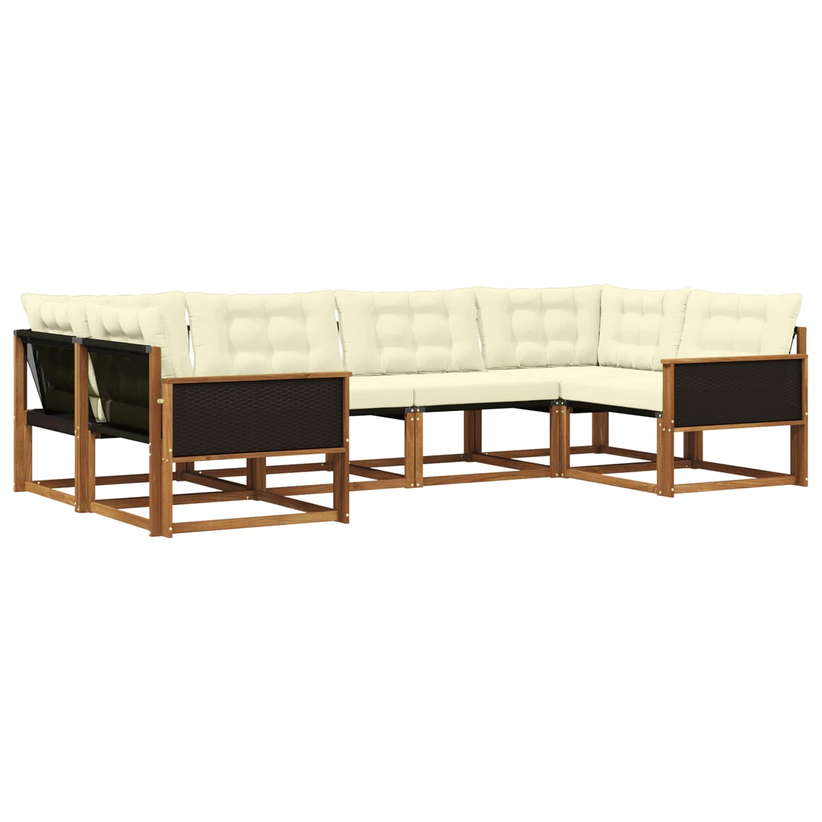 Outdoor-Sofagarnitur mit Kissen 6 pcs Natur und Creme