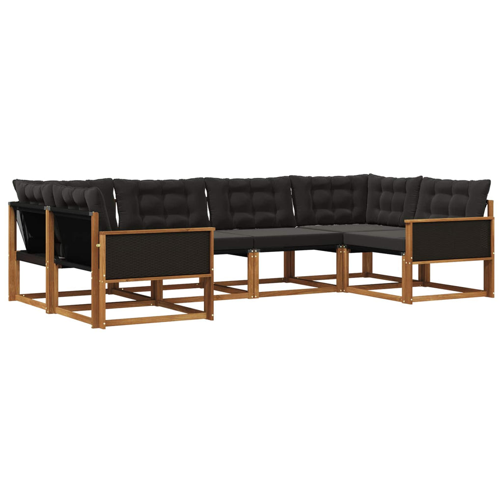 Outdoor-Sofagarnitur mit Kissen 6 pcs Natürlich und Schwarz